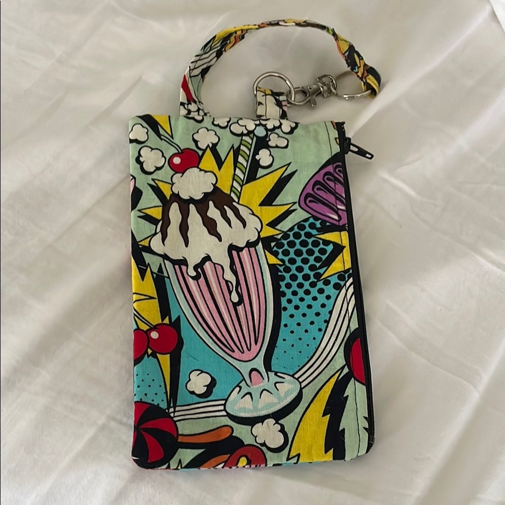 Boutique Colorful Pop Art Wristlet Bag NWOT